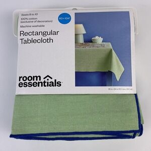 Room‎ Essentials Green Rectangular Tablecloth 60 x 104 Cotton Seats 8–10